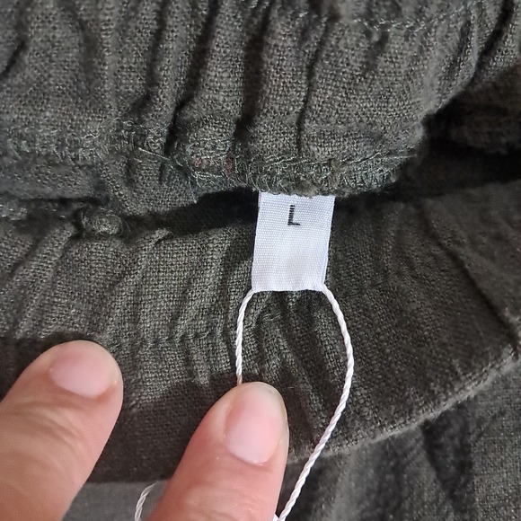 IXIMO Linen Blend Wide Leg Barrel Pants Green Size Large Lagenlook Balloon - Picture 7 of 10